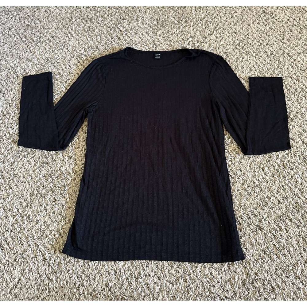 SHEIN Women's Black Long Sleeve Tee Size Large